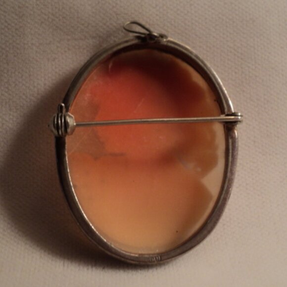 800 Silver Cameo Brooch/Pendant - Picture 2 of 2